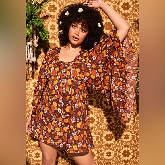 Clarabella Brown Floral Mini Dress from The Hippie Shake - Picture 3 of 7
